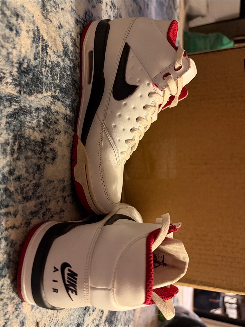 Nike White, Black and Red High-Top Sneakers